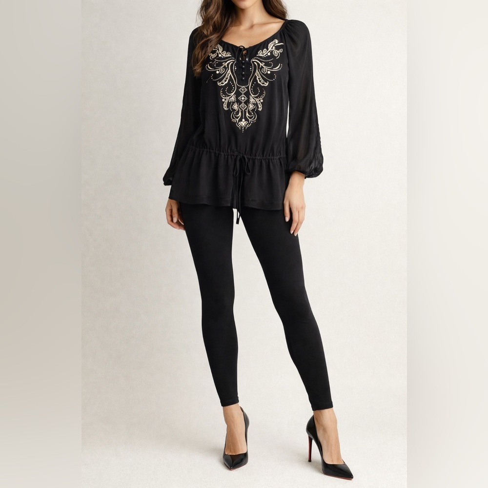 White House Black Market  Embroidered Top size large